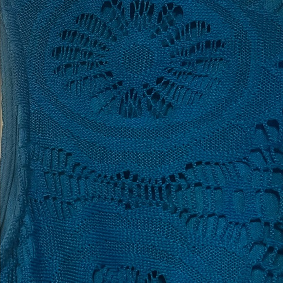 London Style Collection Turquoise circle Lace Overlay Sleeveless Dress sz14 - Picture 3 of 16